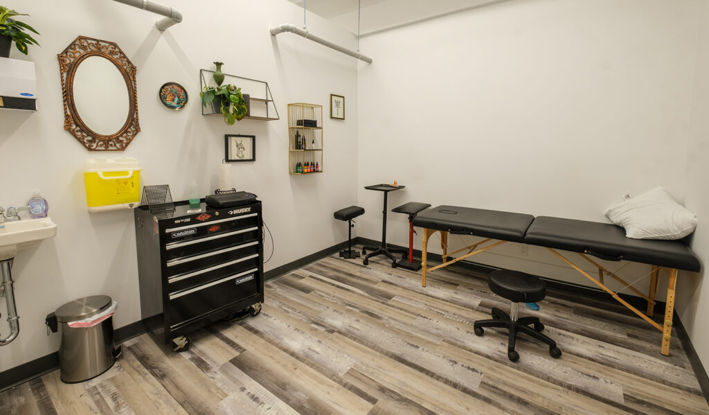 Bright and spacious tattoo rooms